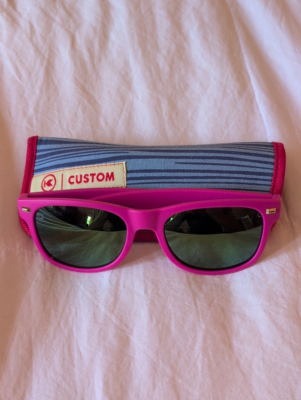 Knockaround Custom Polarized Sunglasses - Hot Pink with Green Lenses